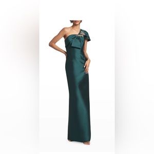 Sachin and Babi Ines Gown in Forest Green